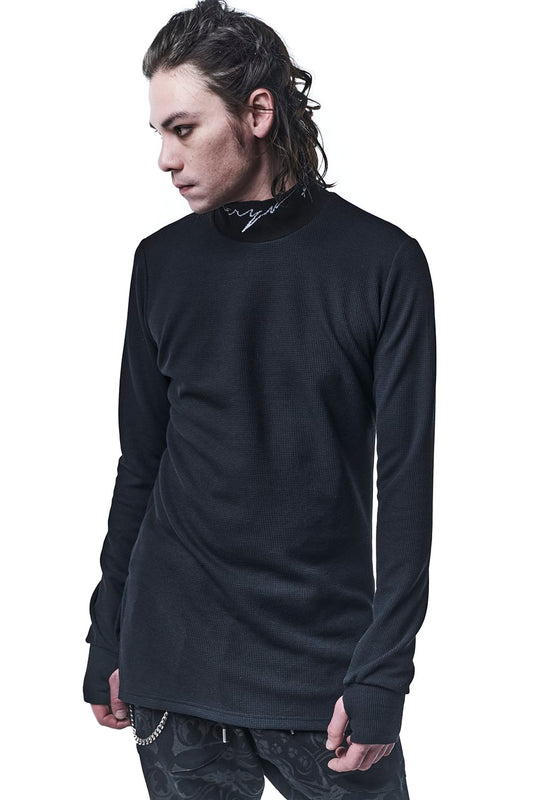 Mock Neck Long Sleeves T-shirts Black