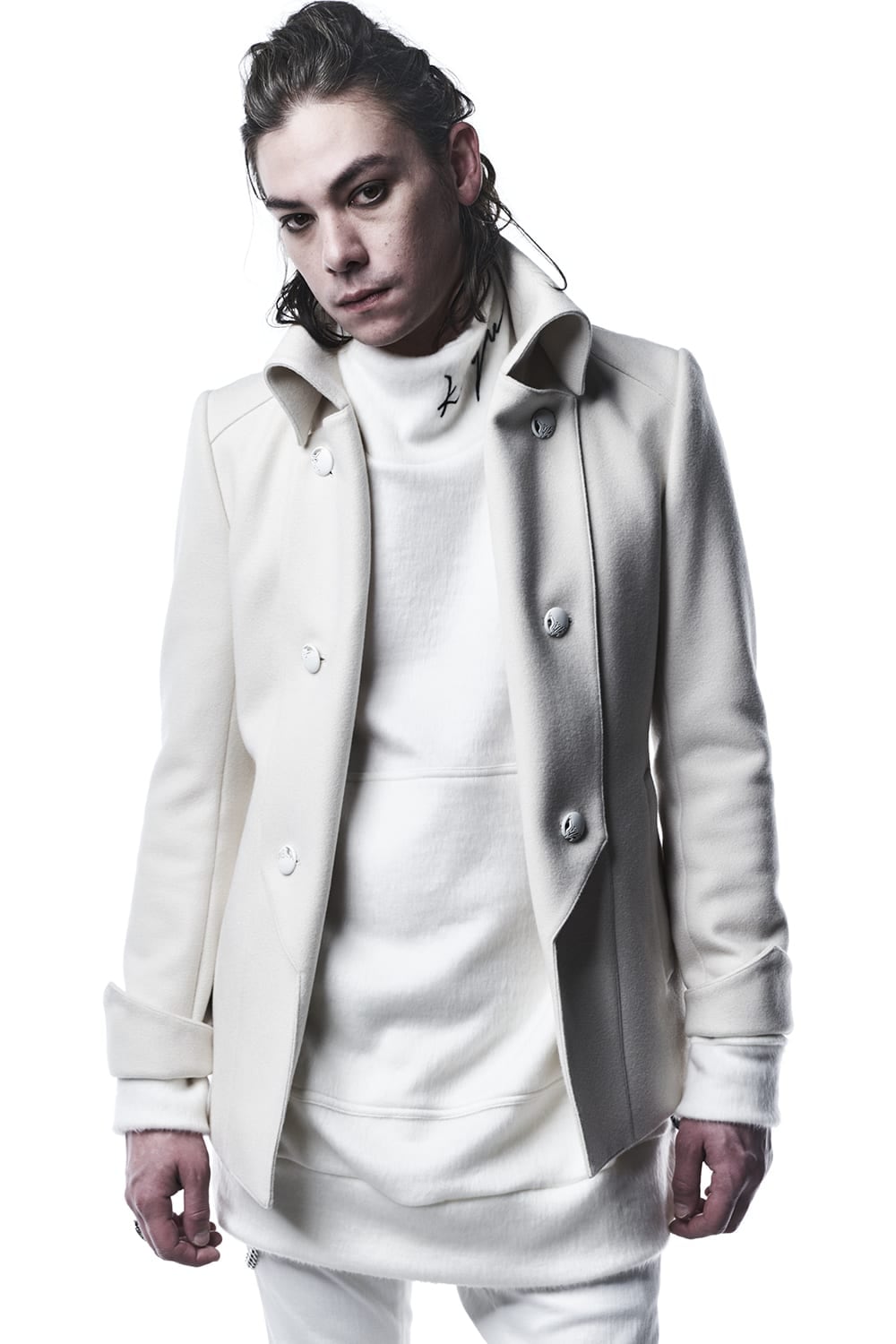 Shaggy Mock Neck White