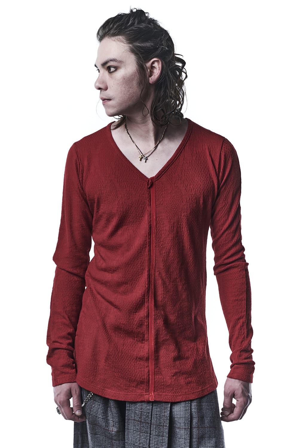 Python Jacquard Jersey Velvet Tape V-Neck
