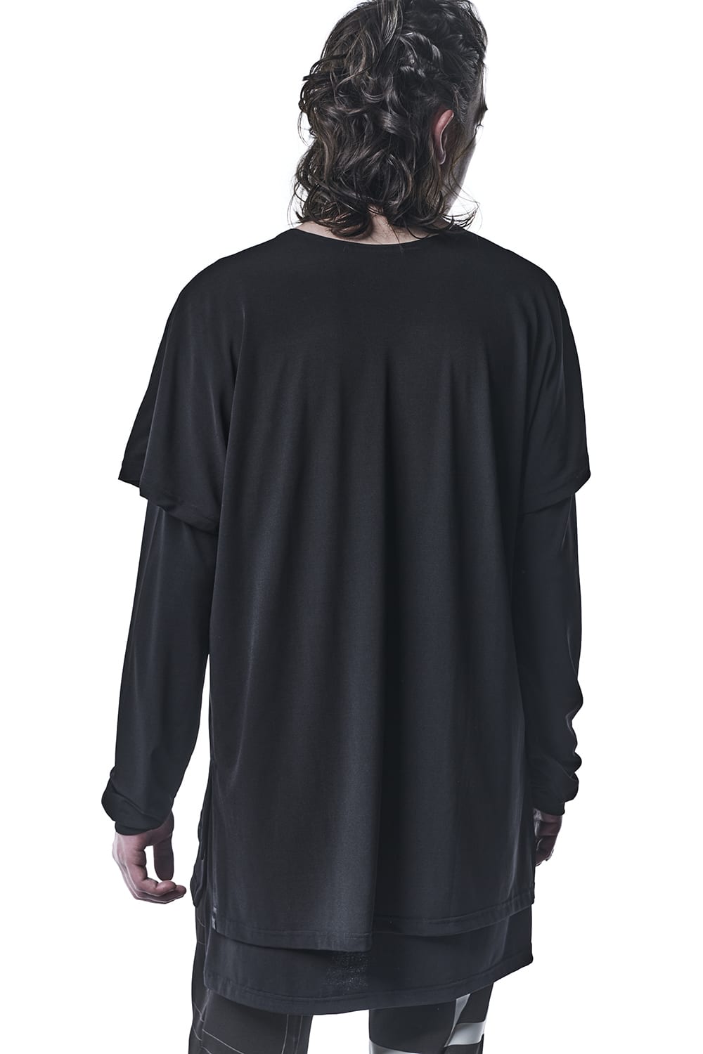 Layerd Long Sleeves V-Neck T-Shirts Black & Black