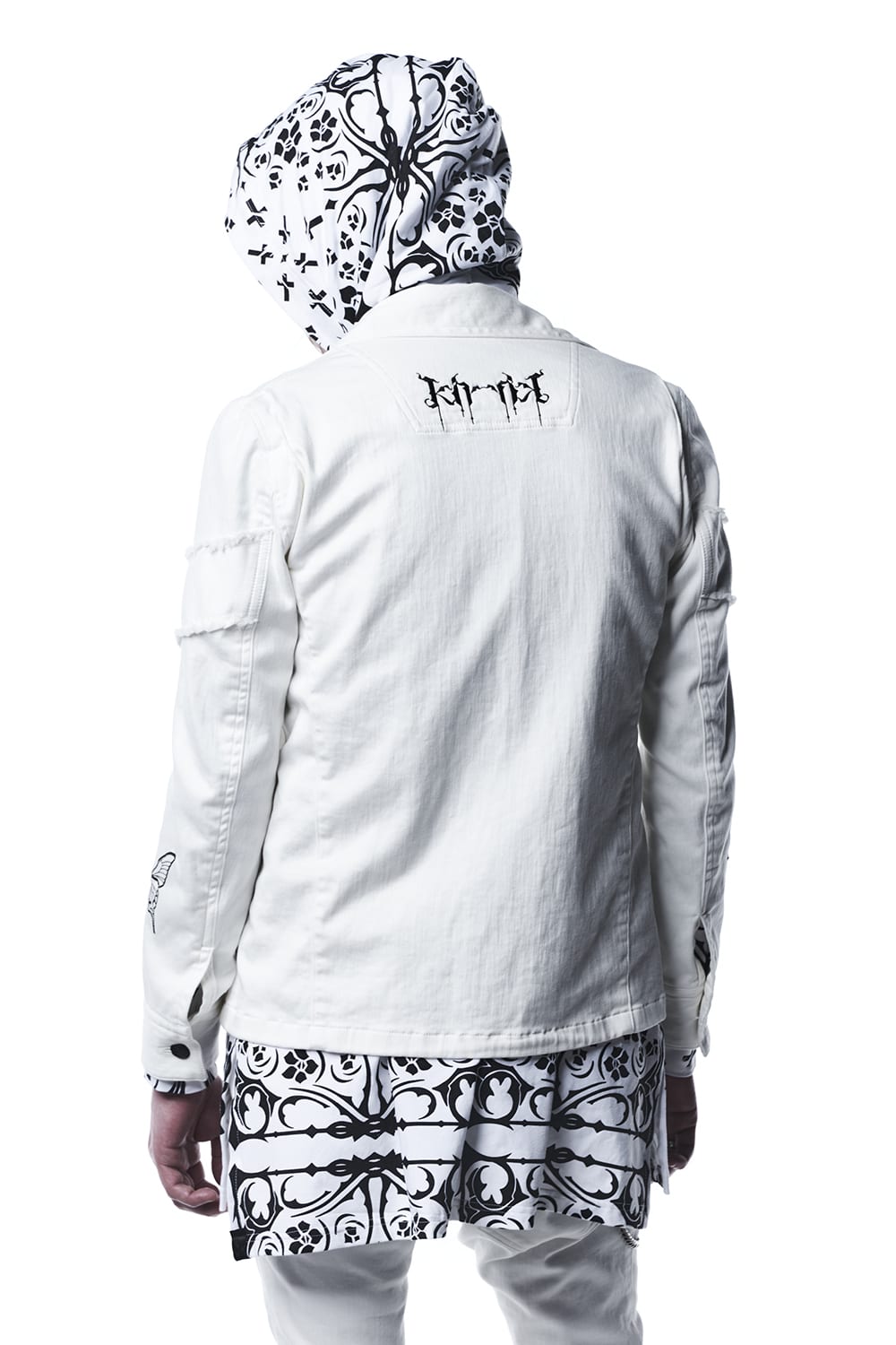 Bare jersey Bandana Hoodie White × Black