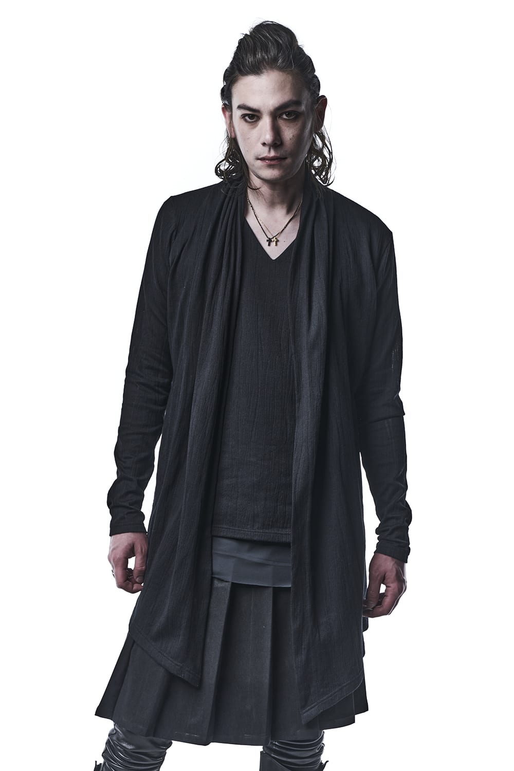 Lacy Jacquard Jersey Shawl Cardigan