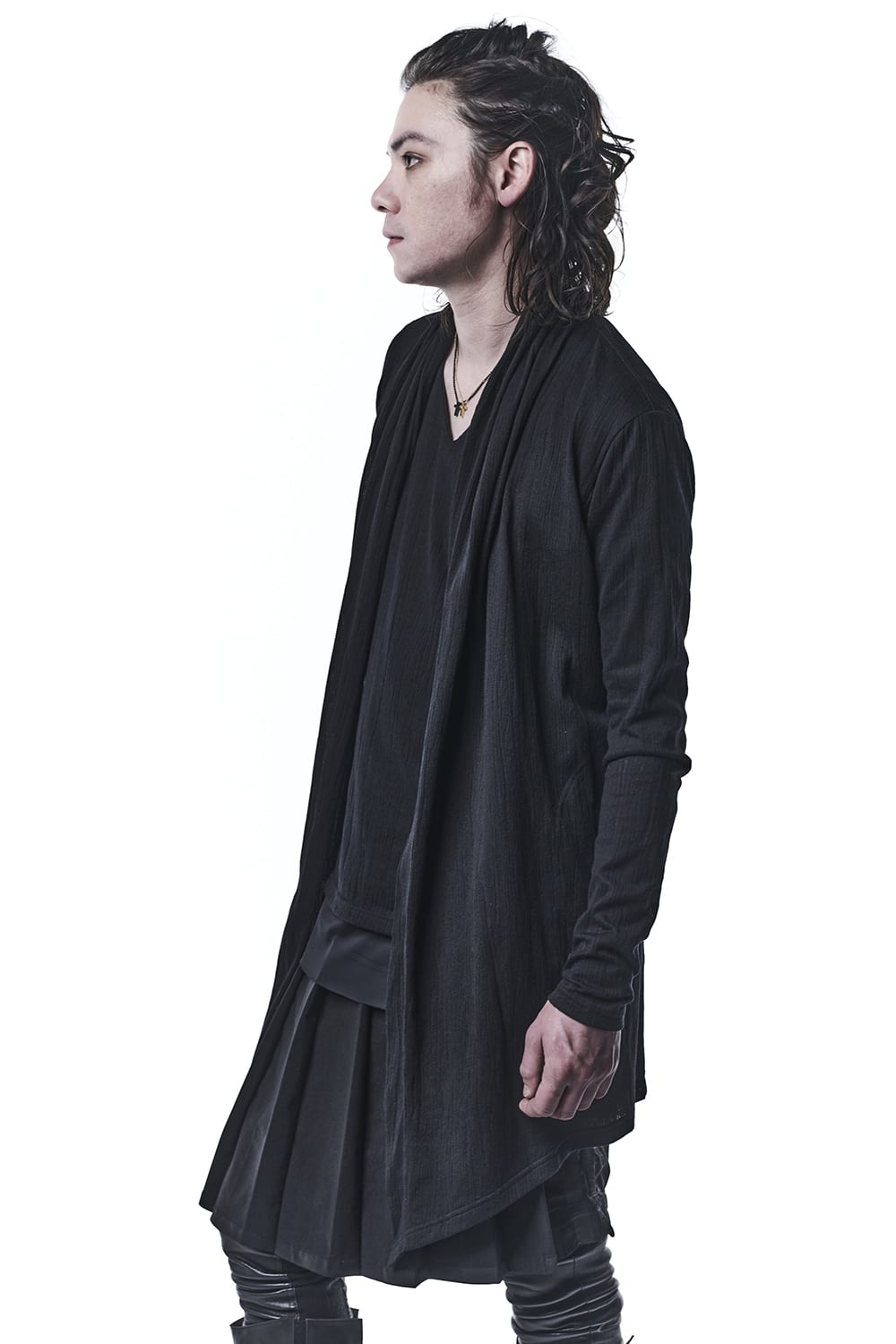 Lacy Jacquard Jersey Shawl Cardigan