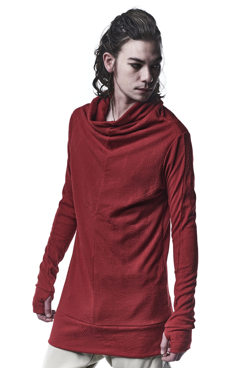 Python Jacquard Jersey Drape High Neck