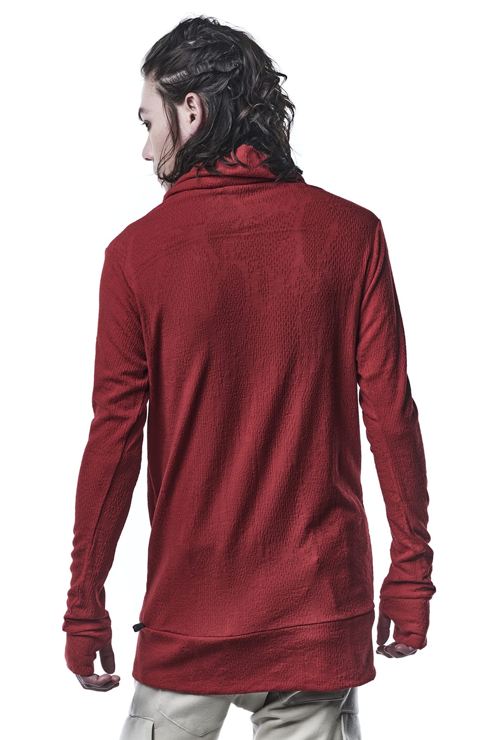 Python Jacquard Jersey Drape High Neck