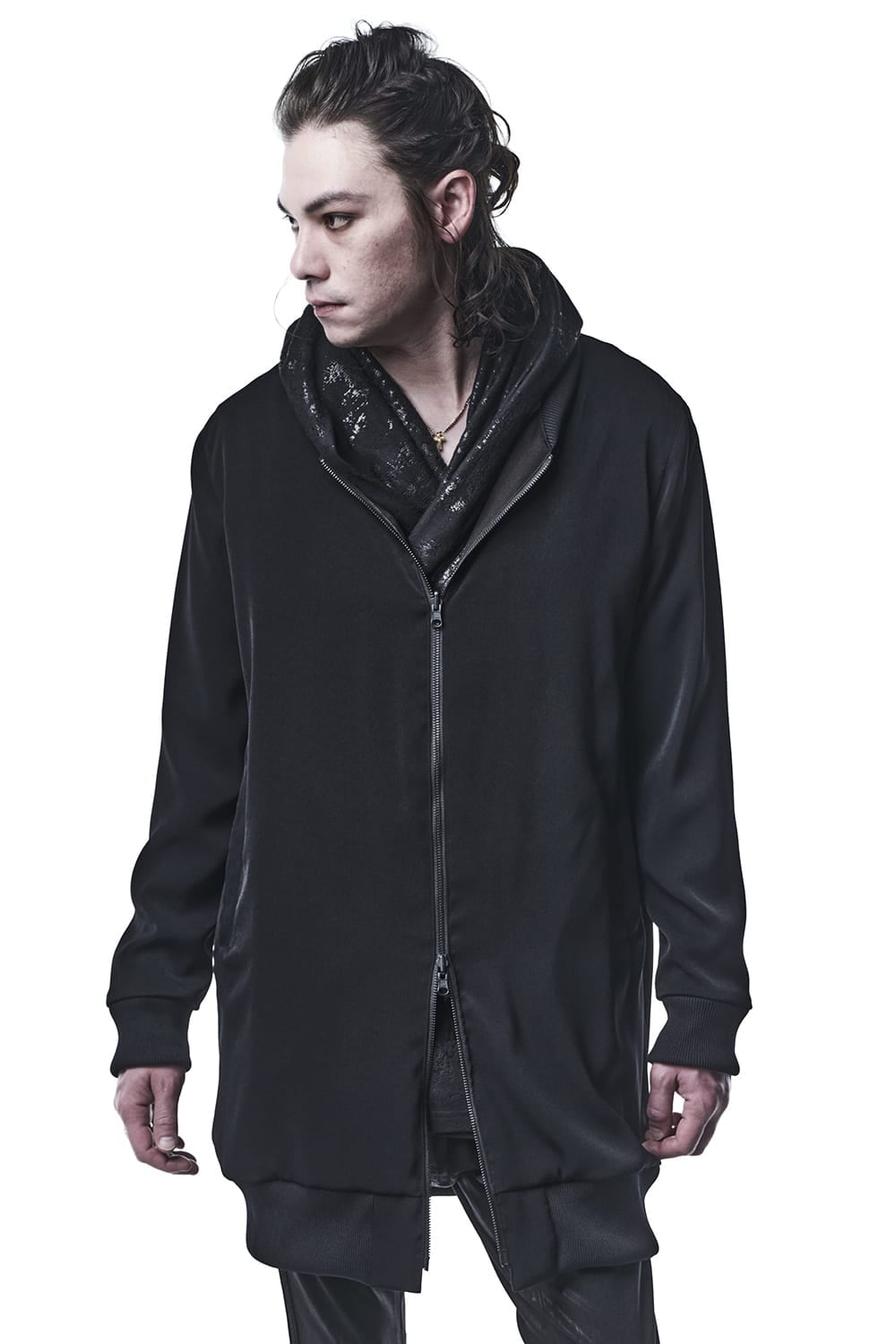 Foil Smooth Shawl Hood Cardigan