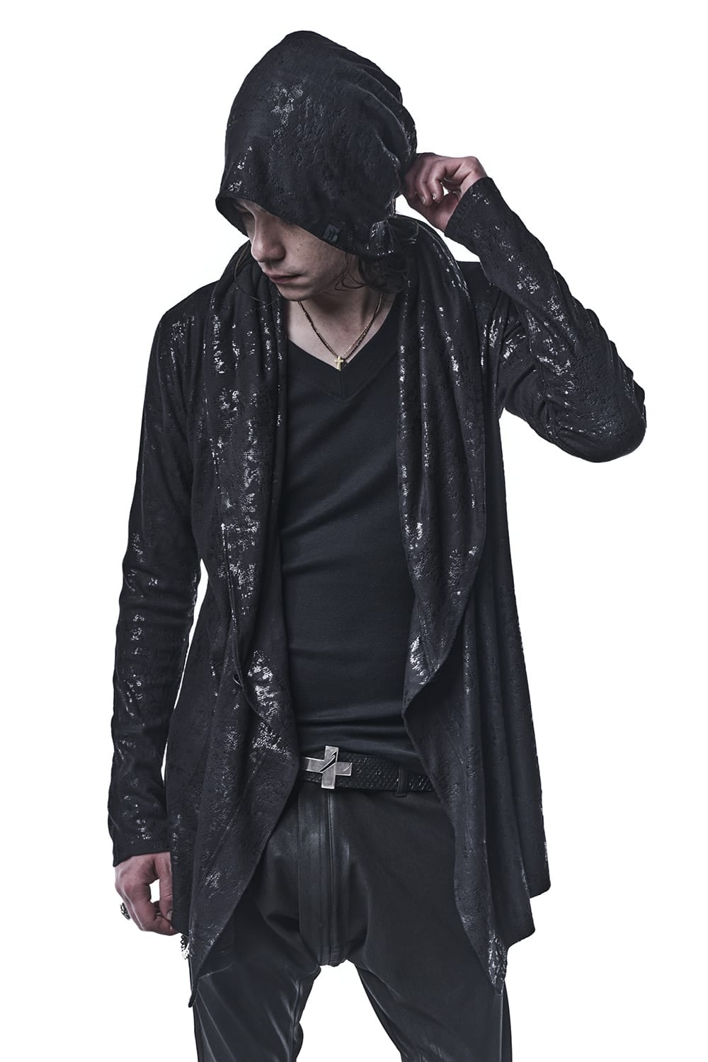 Foil Smooth Shawl Hood Cardigan