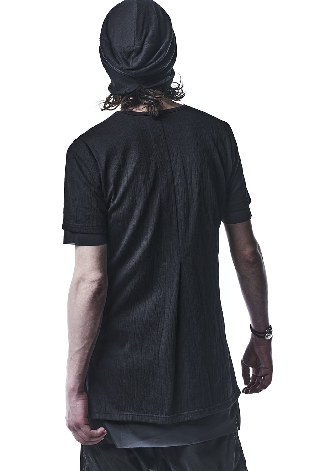 Lacy Jacquard Jersey Layerd T-shirts Black & Black