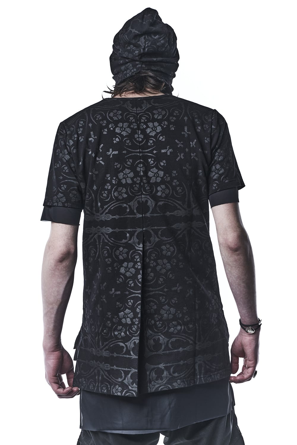 Bare jersey Bandana Layerd V-Neck T-shirts Black × Black