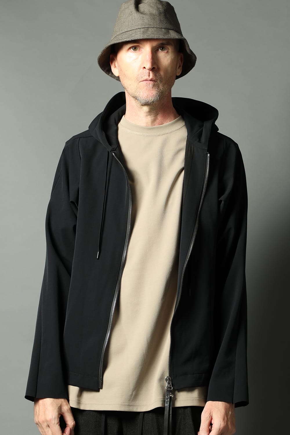 Hooded jacket merino wool jersey bonding