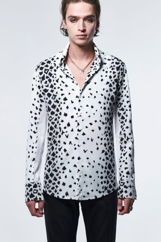 Side Rib Shirt White Leopard