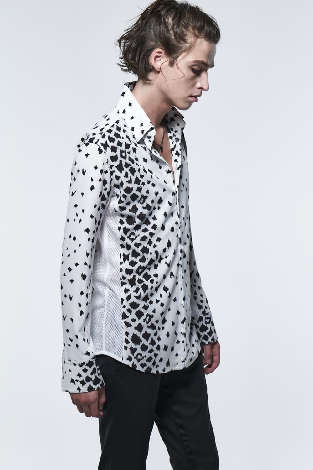 Side Rib Shirt White Leopard