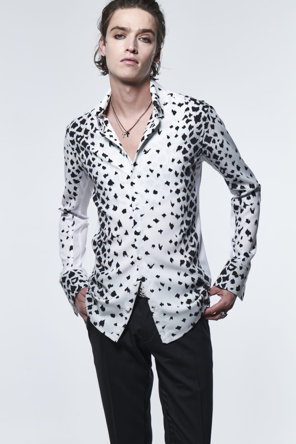 Side Rib Shirt White Leopard