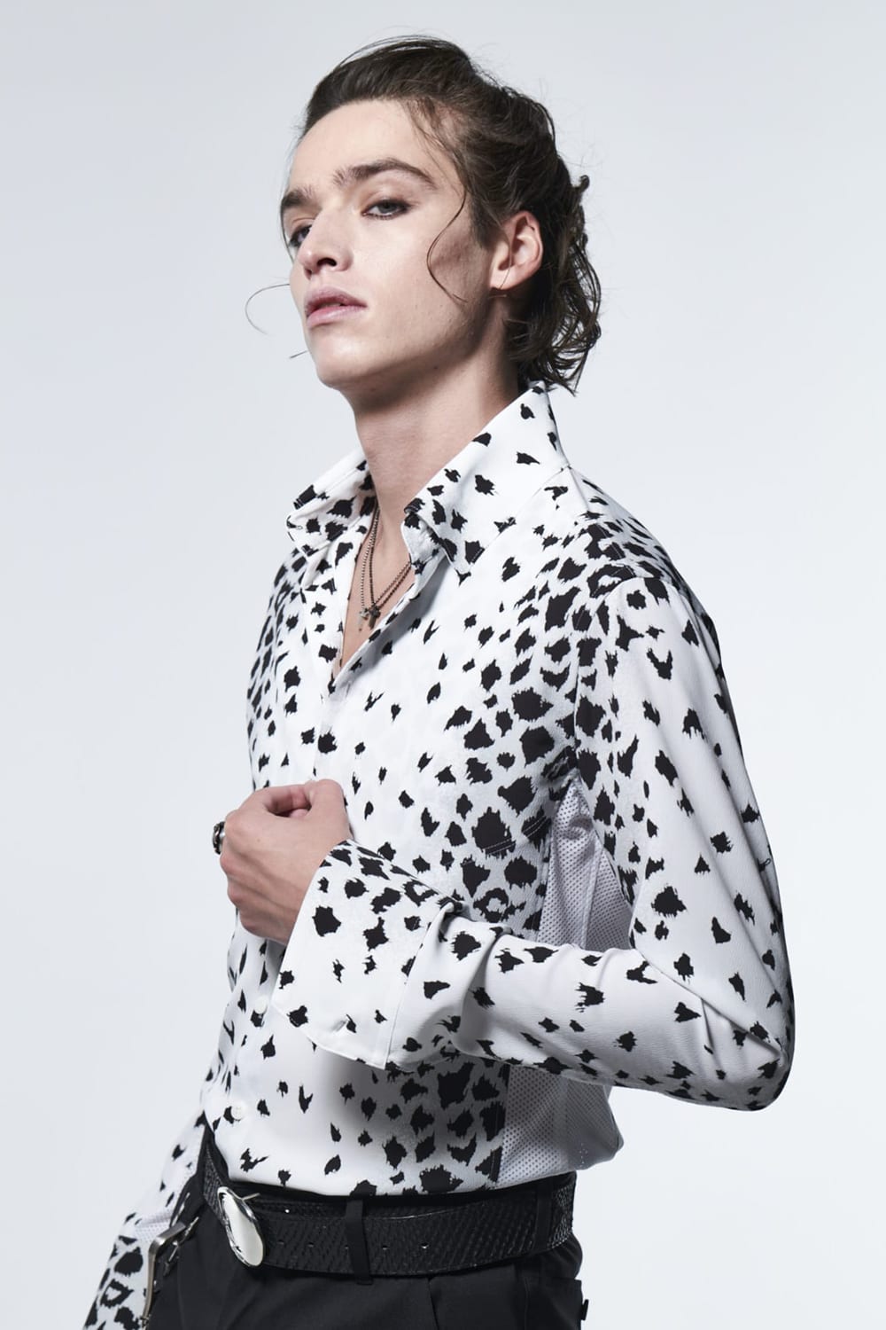 Side Rib Shirt White Leopard