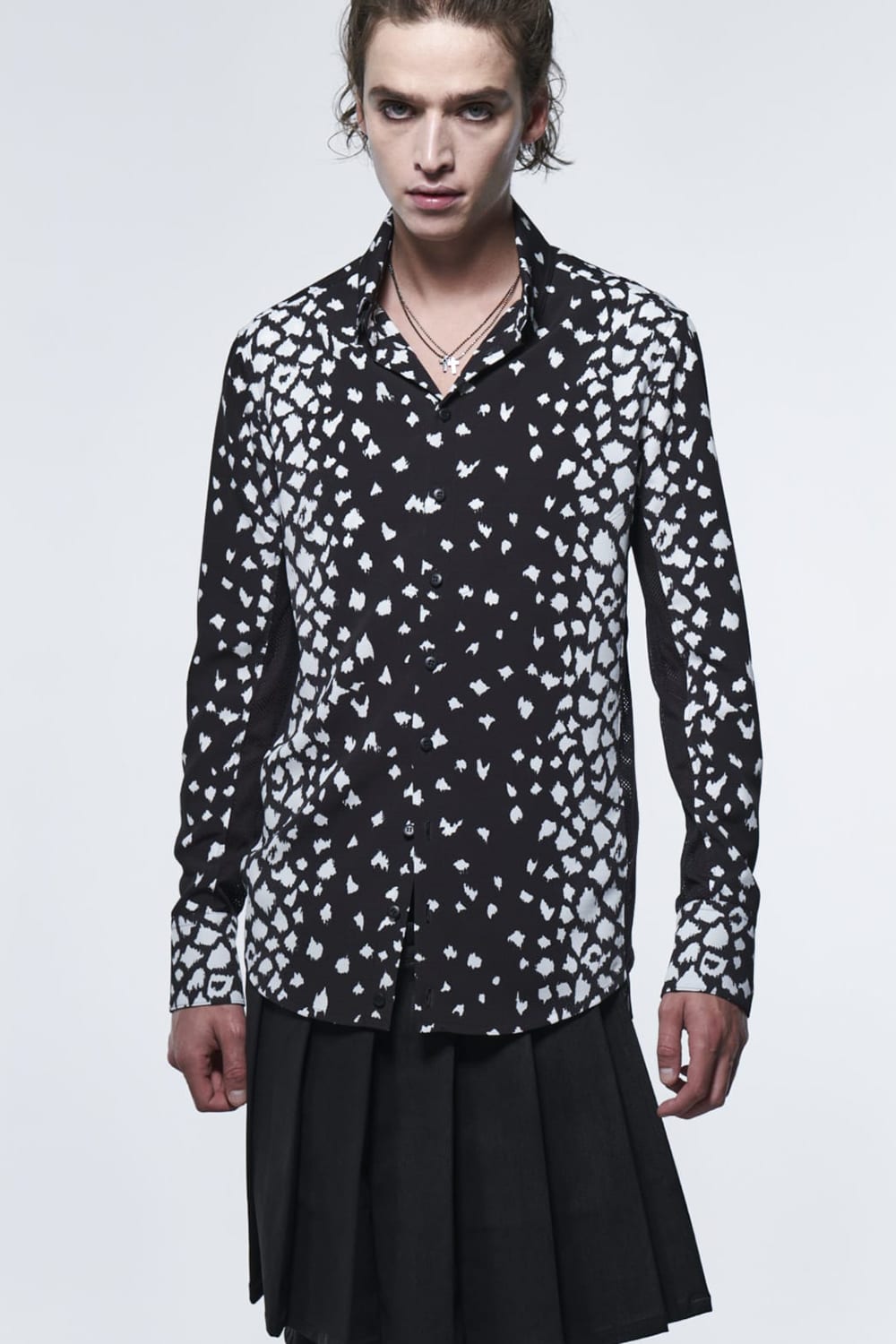 Side Rib Shirt Black Leopard