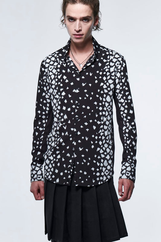 Side Rib Shirt Black Leopard