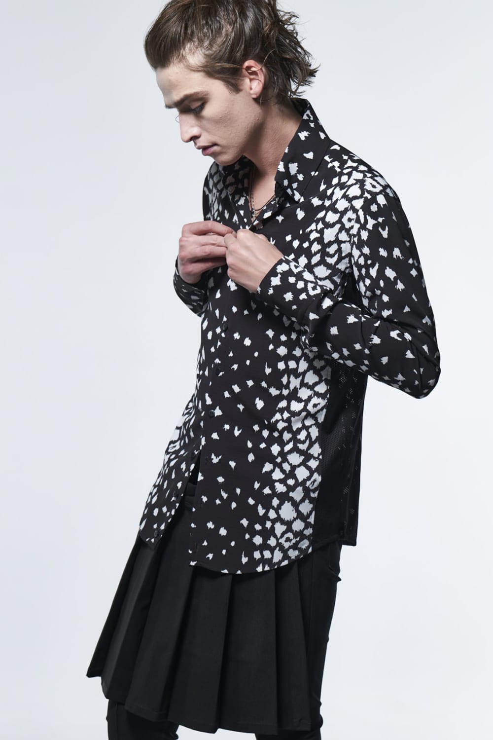 Side Rib Shirt Black Leopard