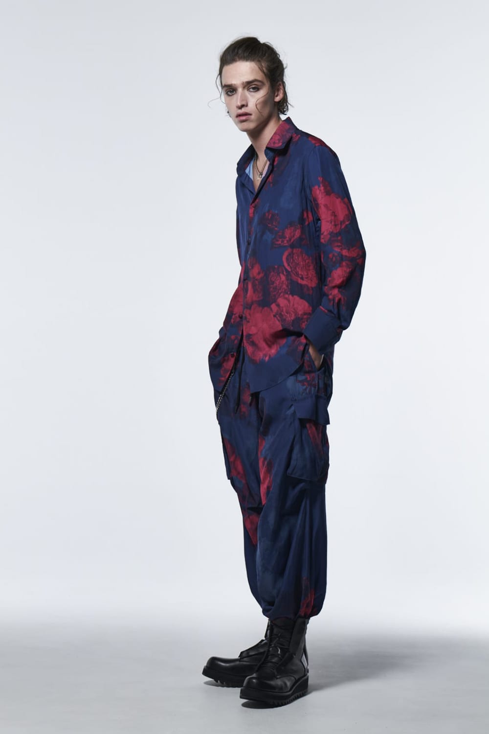 シャツ ブルー & レッド