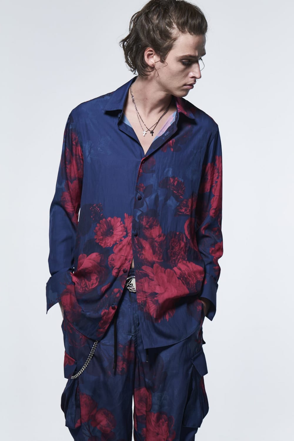 シャツ ブルー & レッド