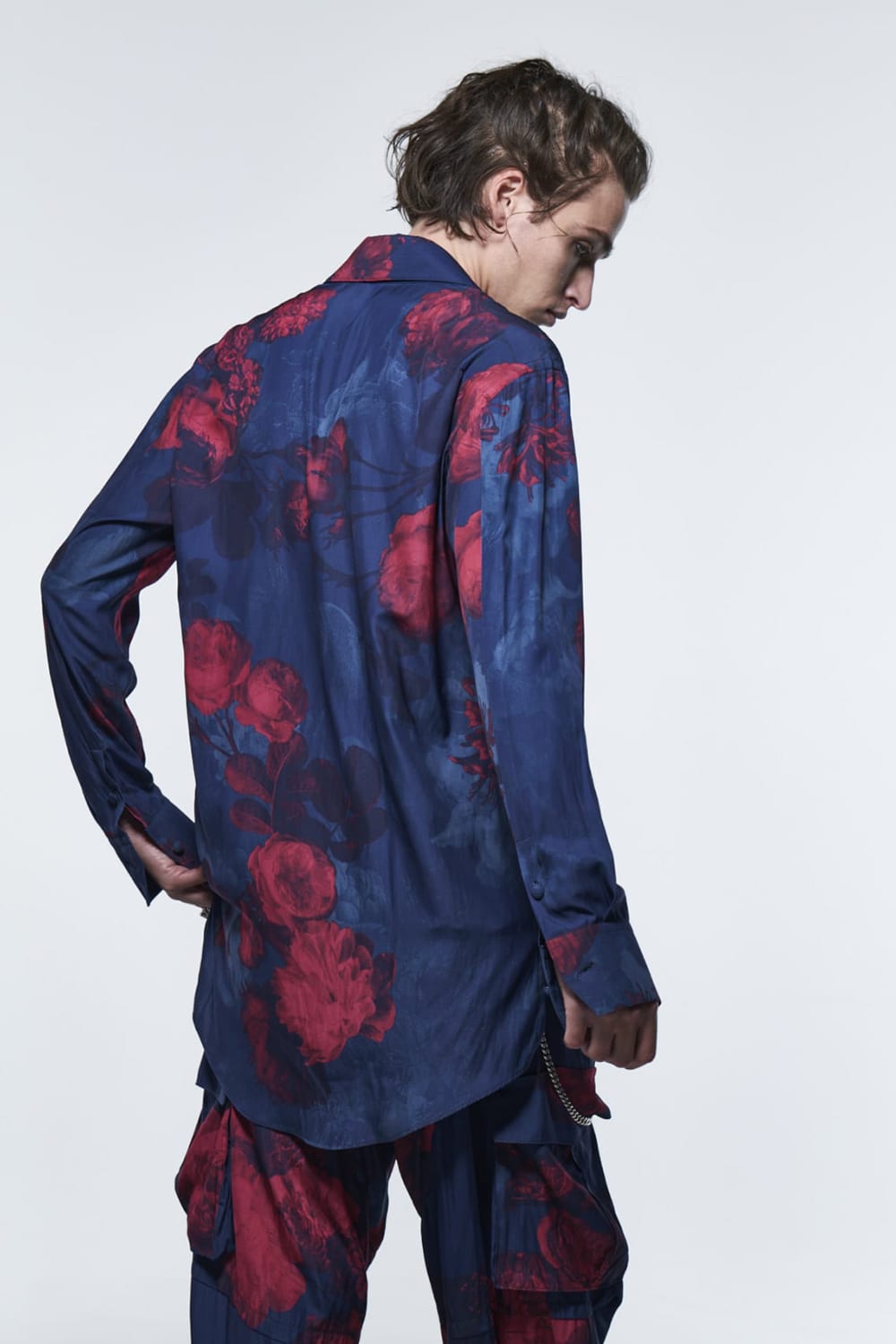 シャツ ブルー & レッド