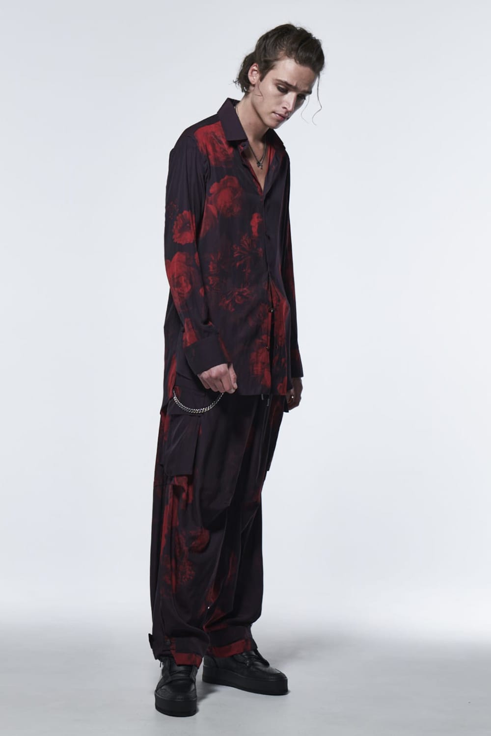 シャツ ブラック & レッド