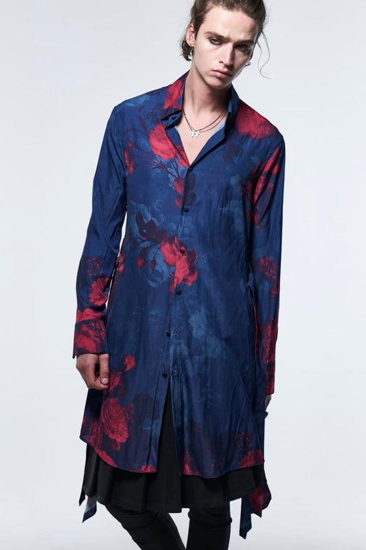 フレアシャツ ブルー & レッド