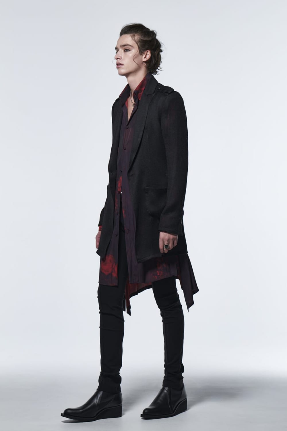 フレアシャツ ブラック & レッド