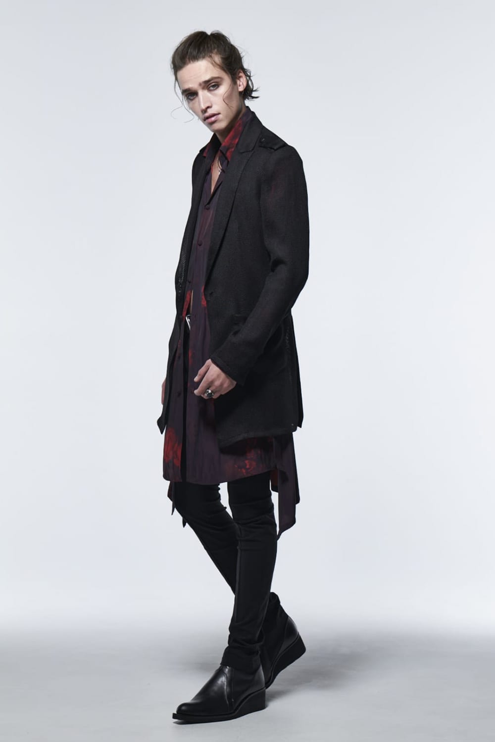 フレアシャツ ブラック & レッド