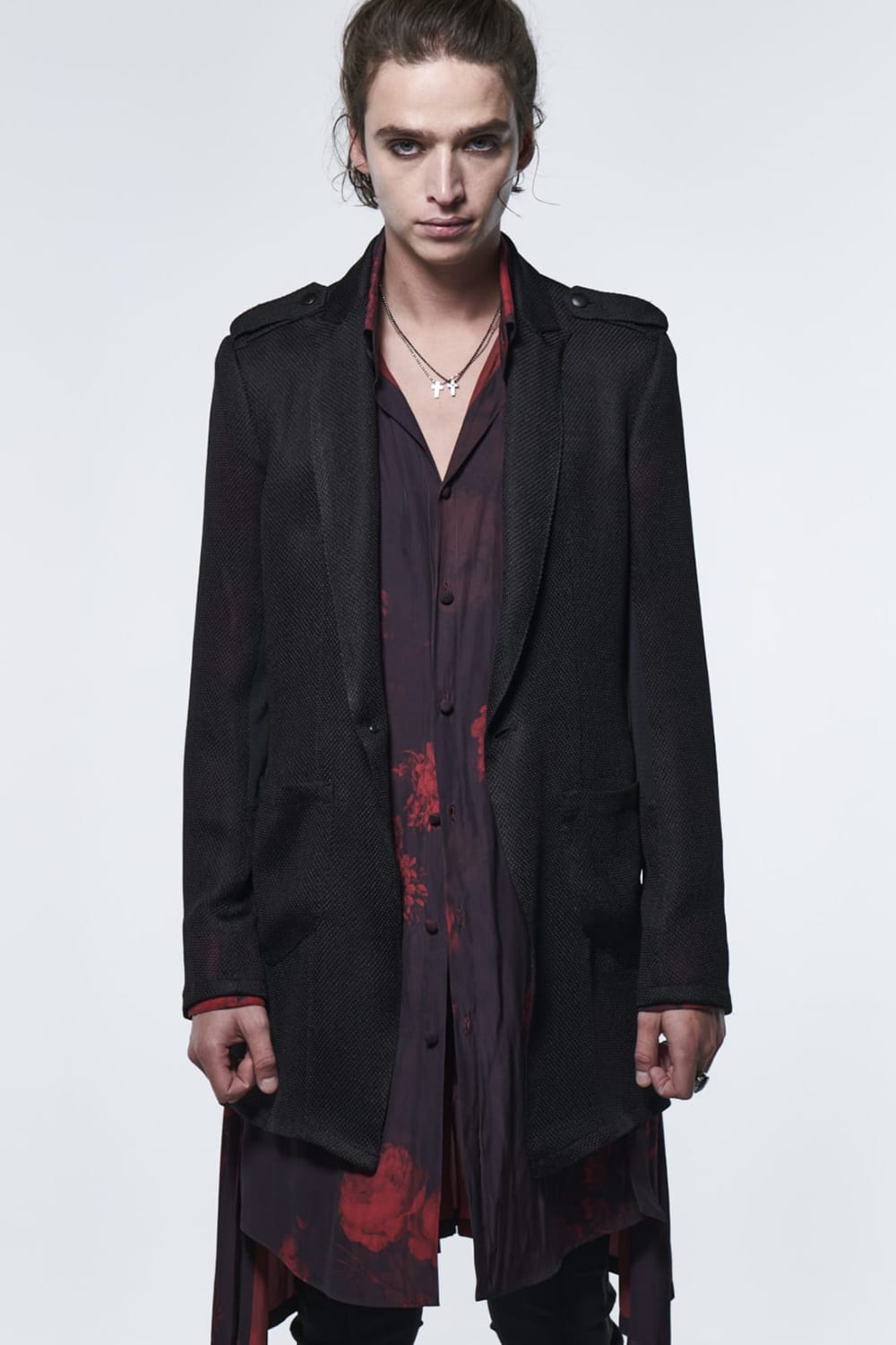 フレアシャツ ブラック & レッド