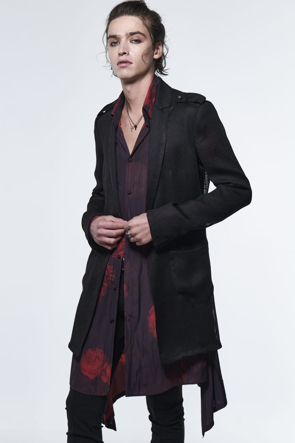 フレアシャツ ブラック & レッド