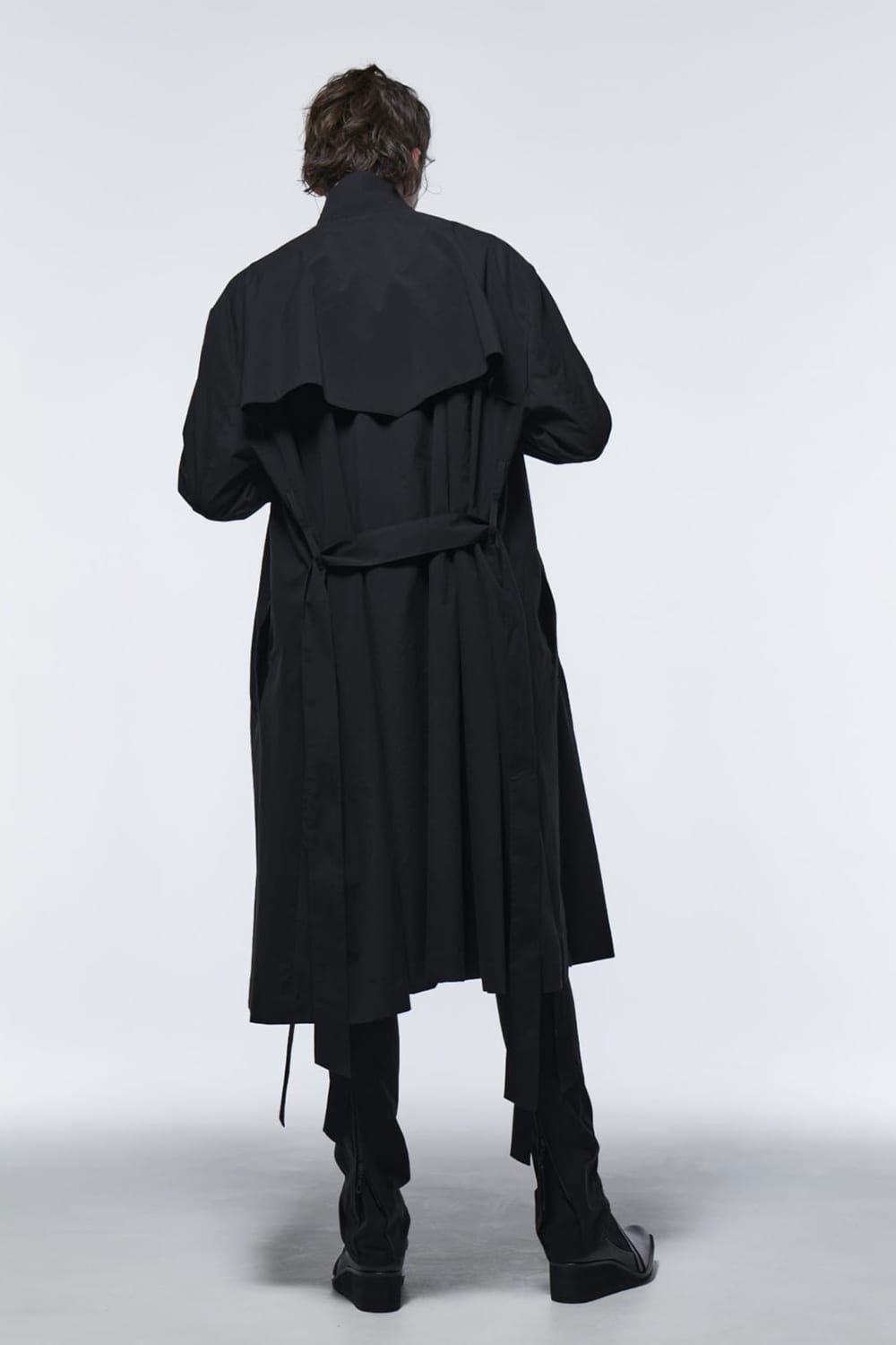 Stand Collar Drape Coat Black