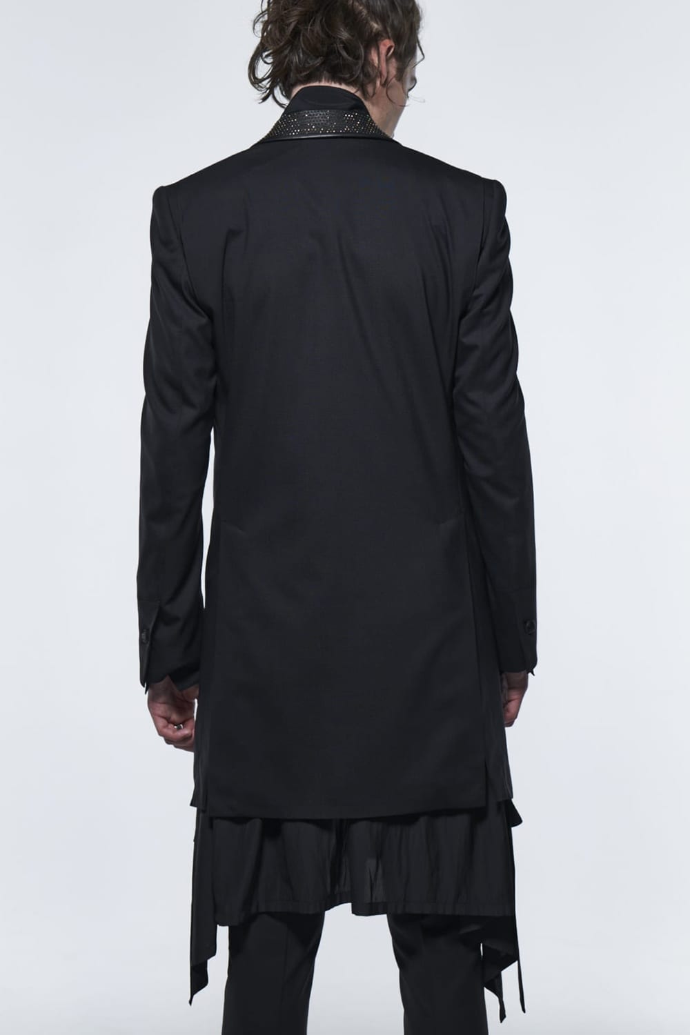 ネイルスタッズカラー ロングジャケット ブラック