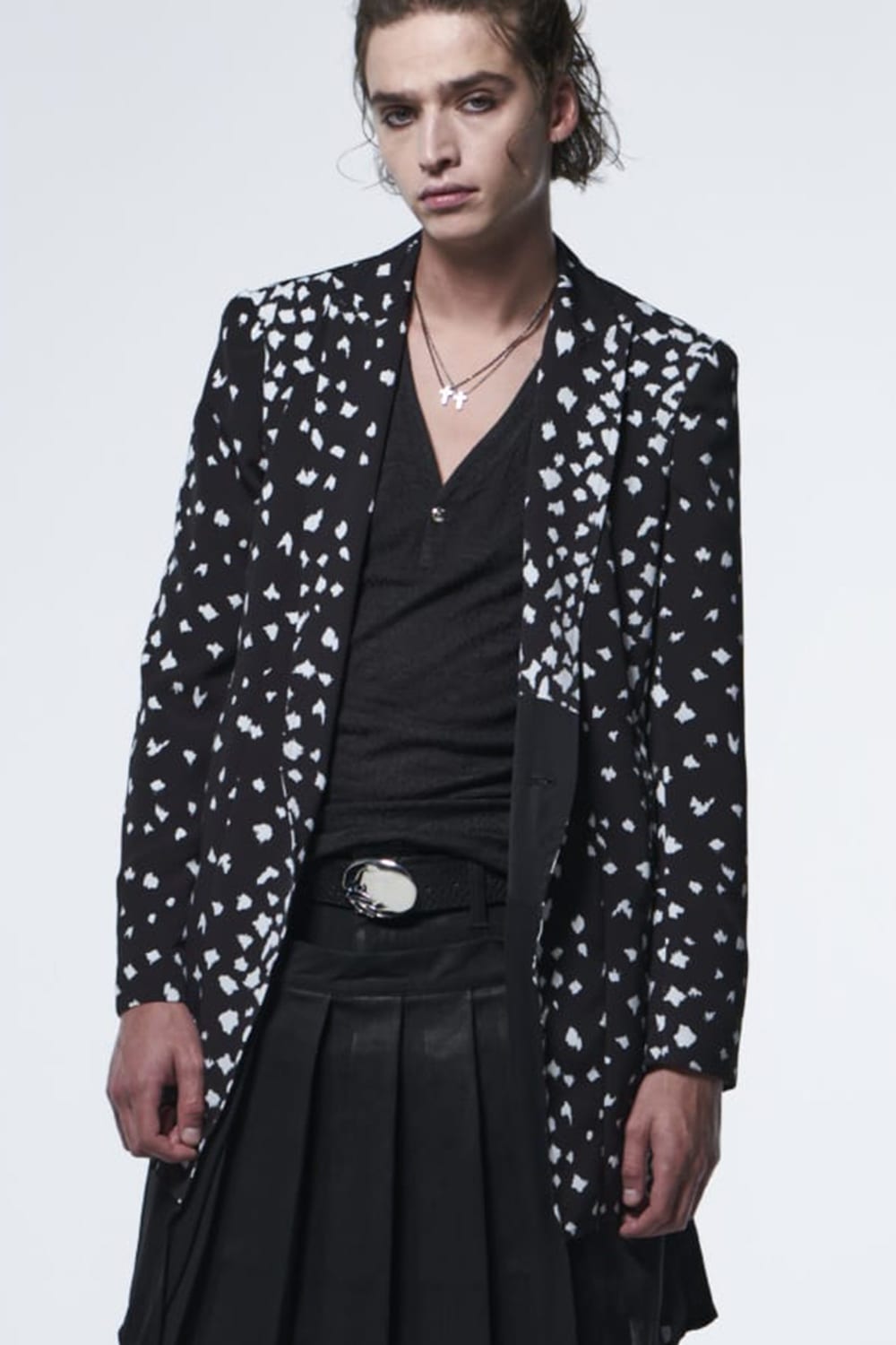 Layered Peacked Jacket Black Leopard