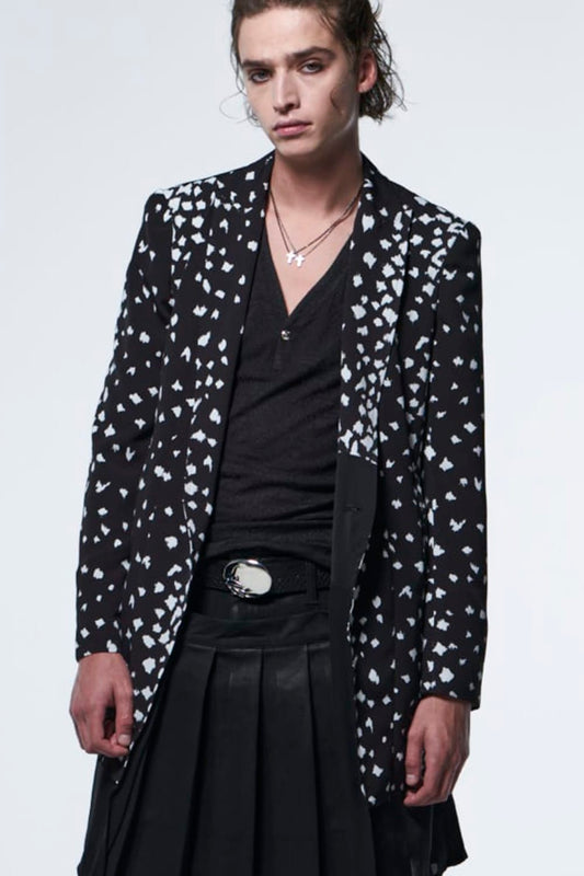 Layered Peacked Jacket Black Leopard