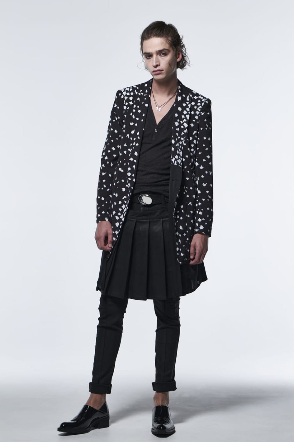 Layered Peacked Jacket Black Leopard