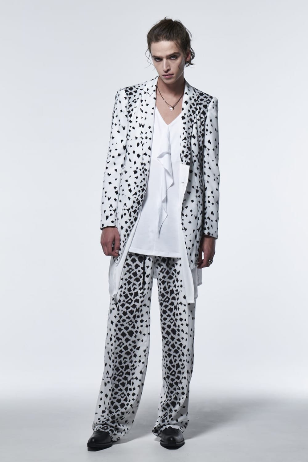 Layered Peacked Jacket White Leopard