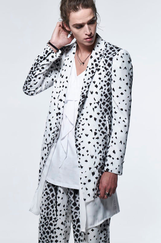 Layered Peacked Jacket White Leopard