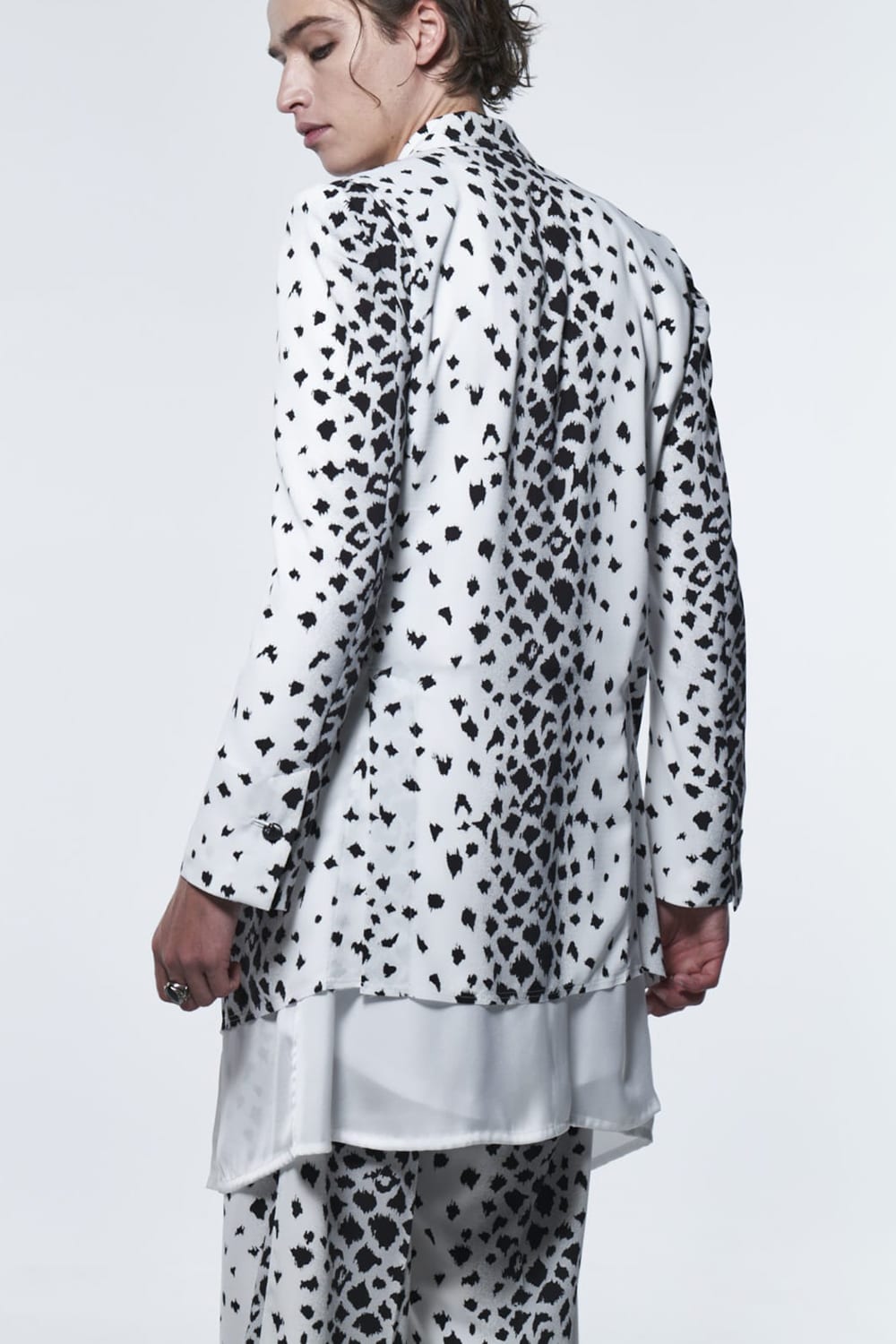 Layered Peacked Jacket White Leopard