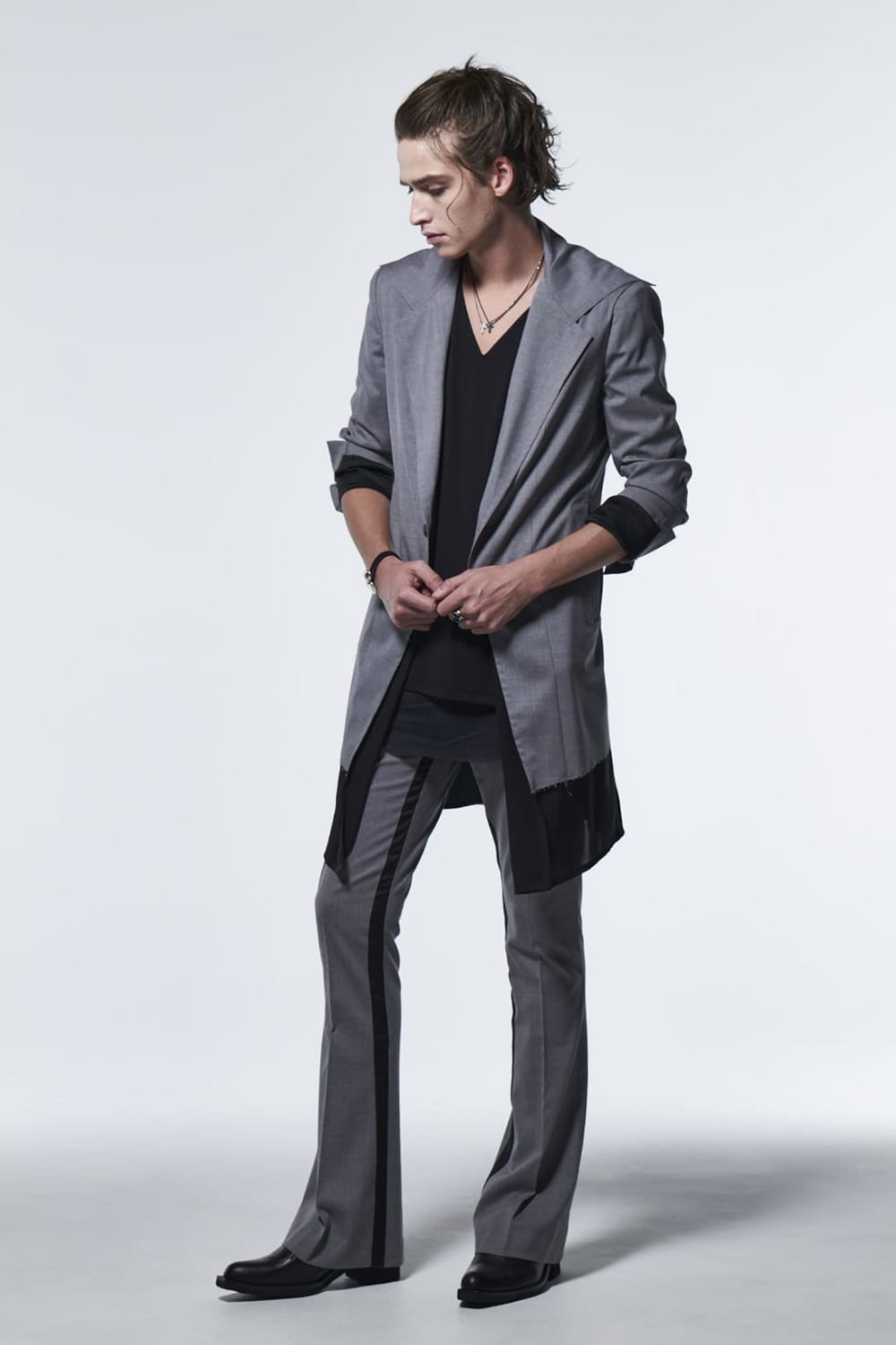 Flare Single Napoleon Jacket Light Gray