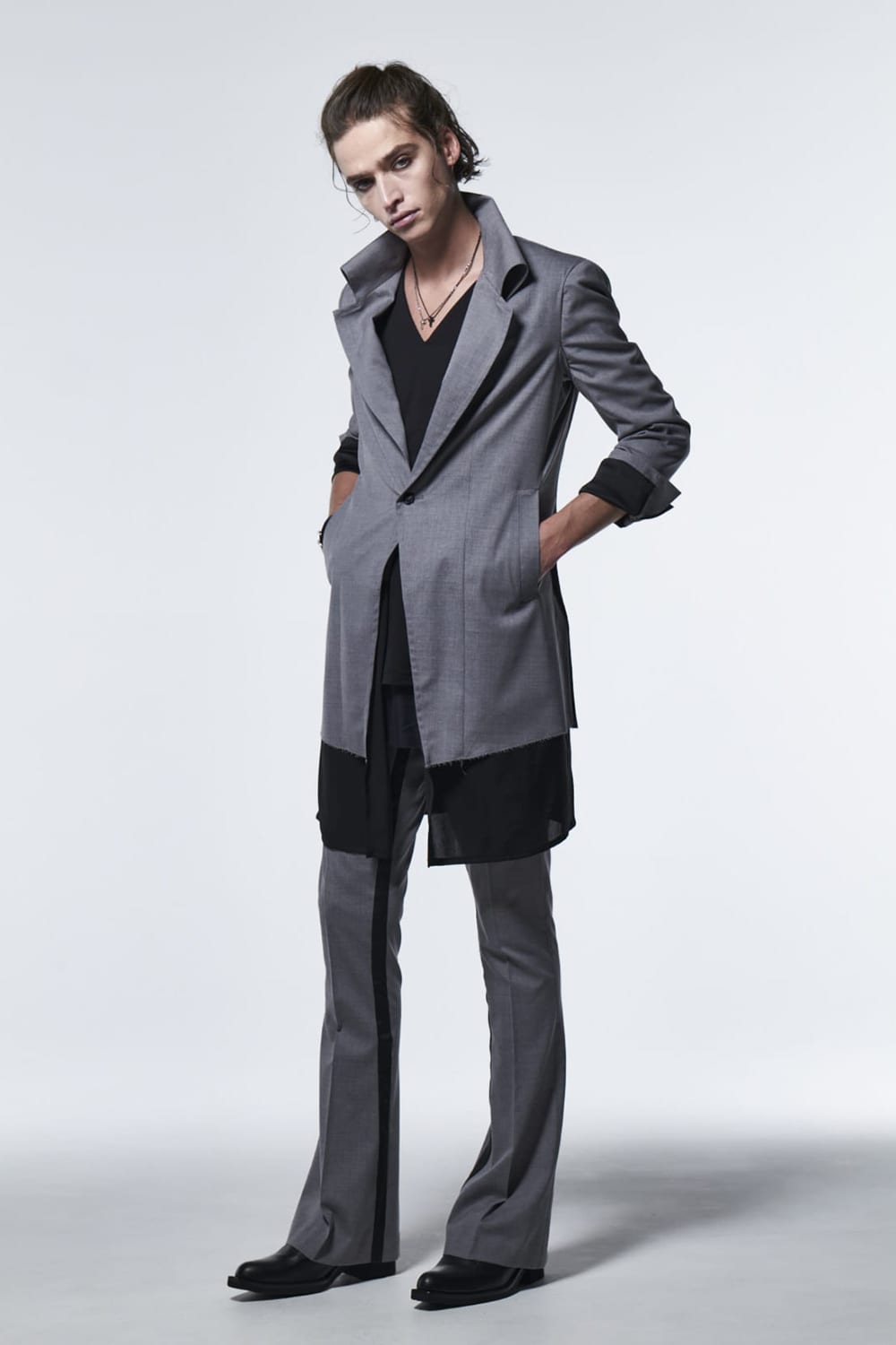 In Side TP Flare Slacks Light Gray