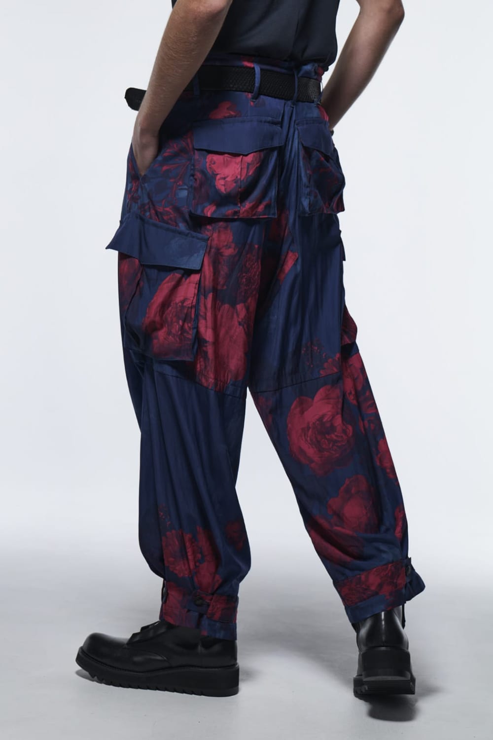 Wide Cargo Pants Blue & Red