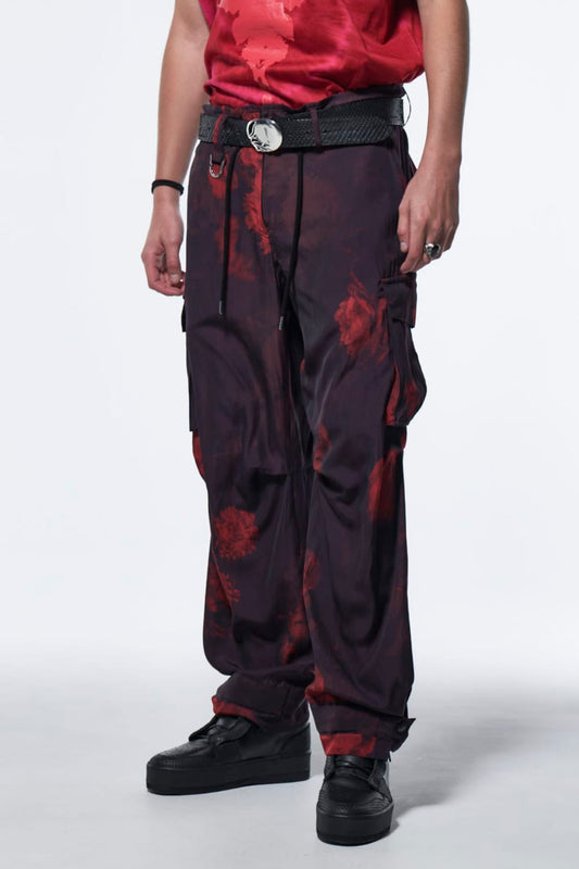 Wide Cargo Pants Black & Red