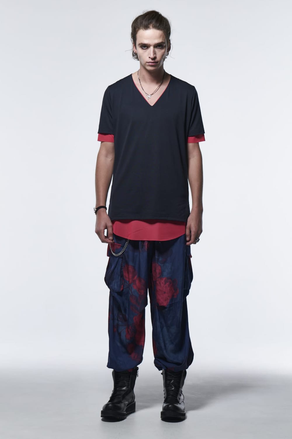 Wide Cargo Pants Blue & Red