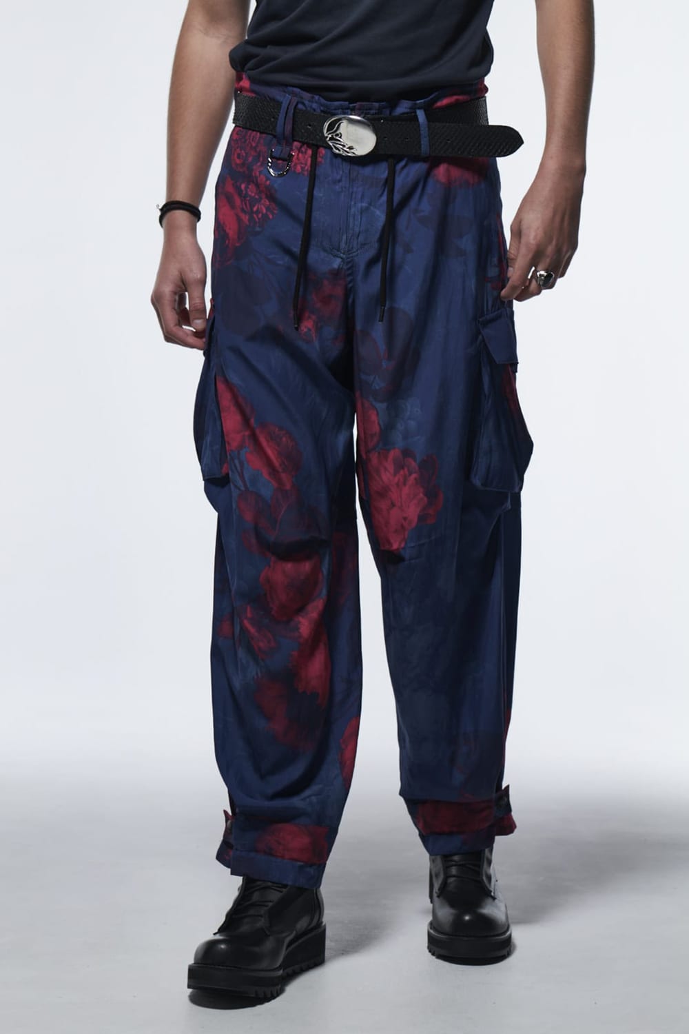 Wide Cargo Pants Blue & Red