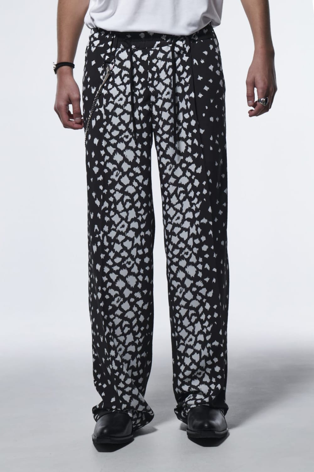 Easy Flare Slacks Black Leopard