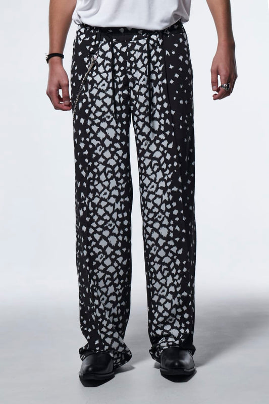 Easy Flare Slacks Black Leopard