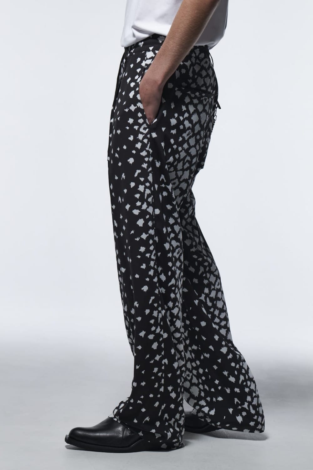 Easy Flare Slacks Black Leopard