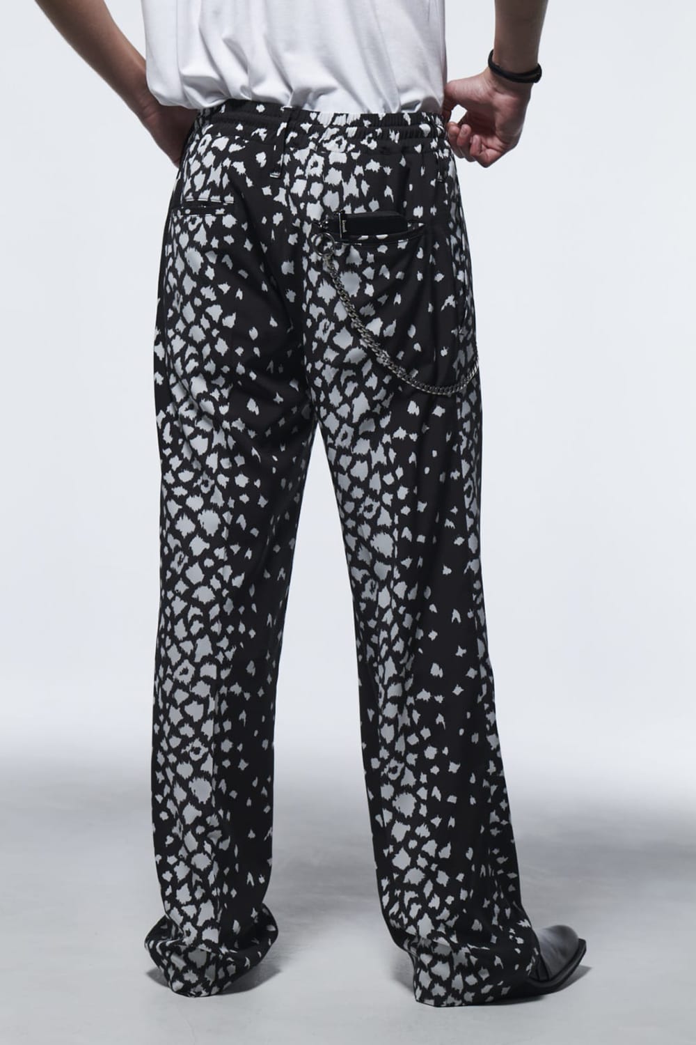 Easy Flare Slacks Black Leopard