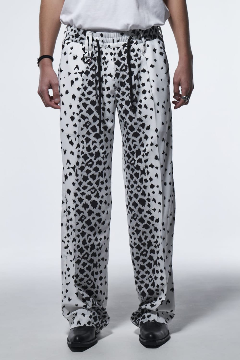 Easy Flare Slacks White Leopard