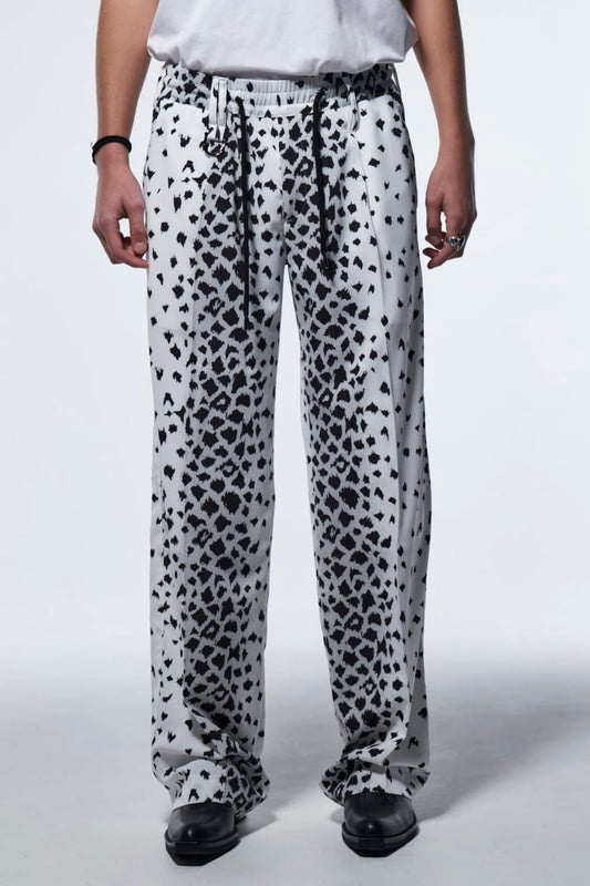 Easy Flare Slacks White Leopard